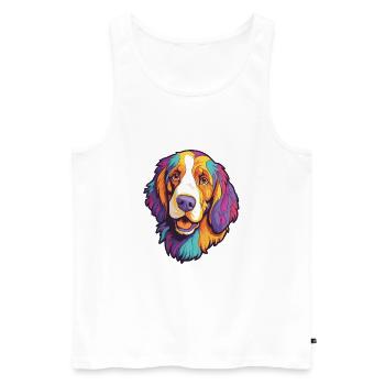 Landseer chien race dessin animé Kawaii Illustration - Débardeur bio Premium Homme - blanc - Devant - Michal (187cm)