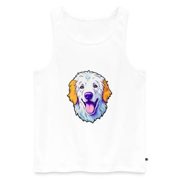 Kuvasz Hungarian Dog Breed Cartoon Kawaii Illustra - Men's Premium Organic Tank Top - white - Front - Michal (187cm)