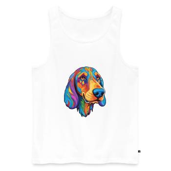 Finnish Hound Dog Breed Cartoon Kawaii Illustratio - Men's Premium Organic Tank Top - white - Front - AI Model Male 178 light (178cm)