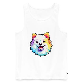 Spitz japonais chien race dessin animé kawaii illustrati - Débardeur bio Premium Homme - blanc - Devant - Michal (187cm)