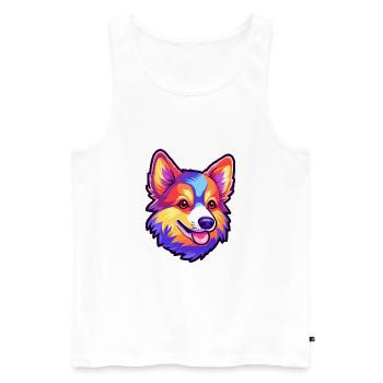 Icelandic Sheepdog Dog Breed Cartoon Kawaii Illust - Men's Premium Organic Tank Top - white - Front - Michal (187cm)