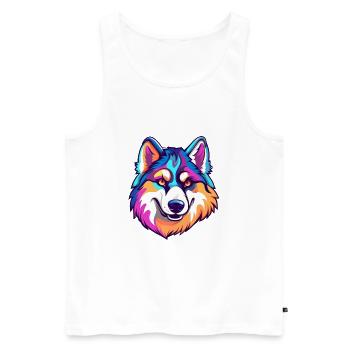 Husky-Hunderassen-Karikatur Kawaii-Illustration - Männer Premium Bio Tank Top - Weiß - Vorne - Michal (187cm)