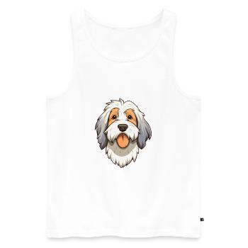Chien de berger picard race de chien dessin animé Kawaii Illustra - Débardeur bio Premium Homme - blanc - Devant - Michal (187cm)