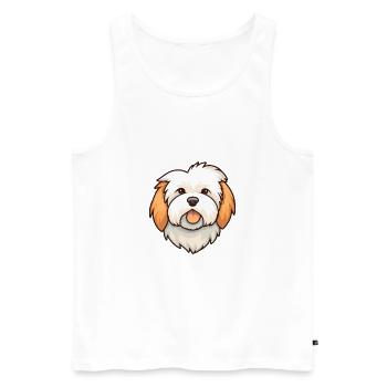 Coton De Tuléar Race De Chien Cartoon Kawaii Illustrat - Débardeur bio Premium Homme - blanc - Devant - AI Model Male 178 light (178cm)