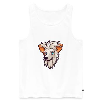 Chien chinois à crête race Cartoon Kawaii Illustrat - Débardeur bio Premium Homme - blanc - Devant - Michal (187cm)