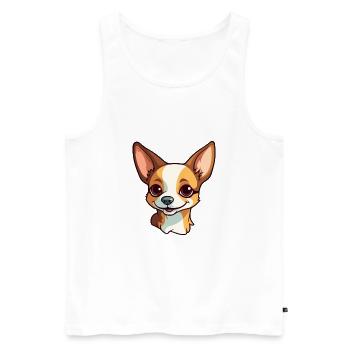 Chihuahua Chien Race Dessin Animé Kawaii Illustration - Débardeur bio Premium Homme - blanc - Devant - Michal (187cm)