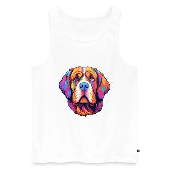St Bernard chien race Cartoon Kawaii Illustration - Débardeur bio Premium Homme - blanc - Devant - AI Model Male 178 light (178cm)
