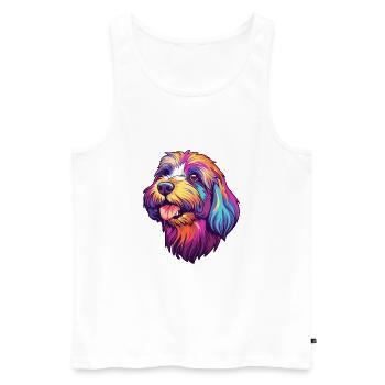 Tibetan Terrier Dog Breed Cartoon Kawaii Illustrat - Men's Premium Organic Tank Top - white - Front - Michal (187cm)