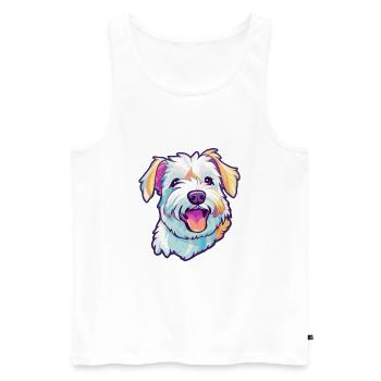Anglais Terrier Blanc Chien Race Dessin Animé Kawaii Ill - Débardeur bio Premium Homme - blanc - Devant - Michal (187cm)