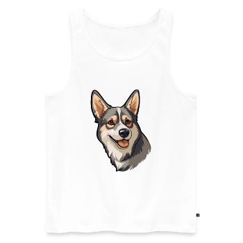 Swedish Vallhund Dog Breed Cartoon Kawaii Illustra - Men's Premium Organic Tank Top - white - Front - Michal (187cm)