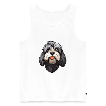 Schapendoes race de chien dessin animé Kawaii Illustration - Débardeur bio Premium Homme - blanc - Devant - Michal (187cm)