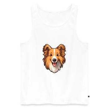 Sheltie Dog Breed Cartoon Kawaii Illustration - Men's Premium Organic Tank Top - white - Front - Michal (187cm)