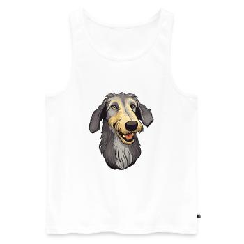 Scottish Deerhound Hunderasse Cartoon Kawaii Illust - Männer Premium Bio Tank Top - Weiß - Vorne - AI Model Male 178 light (178cm)