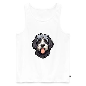 Portuguese Sheepdog Dog Breed Cartoon Kawaii Illus - Men's Premium Organic Tank Top - white - Front - Michal (187cm)