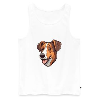 Ariegeois race de chien dessin animé kawaii illustration - Débardeur bio Premium Homme - blanc - Devant - Michal (187cm)