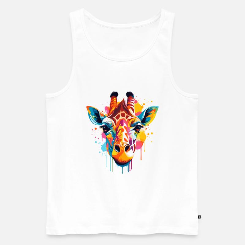 Bunte Giraffe Farbkleckse Farbspritzer - Männer Premium Bio Tank Top - Weiß