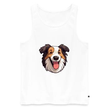 Collie chien race aquarelle dessin animé Kawaii Clipart - Débardeur bio Premium Homme - blanc - Devant - Michal (187cm)
