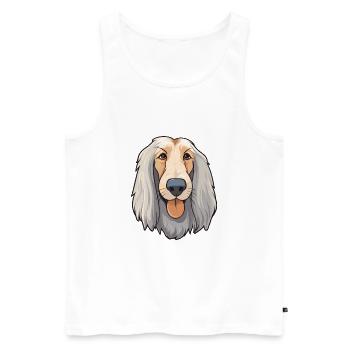 Lévrier afghan chien race aquarelle dessin animé Kawaii C - Débardeur bio Premium Homme - blanc - Devant - Michal (187cm)