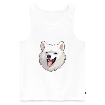 Spitz japonais chien race aquarelle dessin animé kawaii - Débardeur bio Premium Homme - blanc - Devant - Michal (187cm)