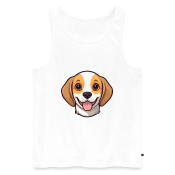 Beagle Dog Breed Watercolor Cartoon Kawaii Clipart - Men's Premium Organic Tank Top - white - Front - Michal (187cm)
