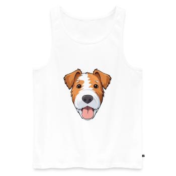 Draht Foxterrier Hunderasse Aquarell Karikatur Kawa - Männer Premium Bio Tank Top - Weiß - Vorne - AI Model Male 178 light (178cm)
