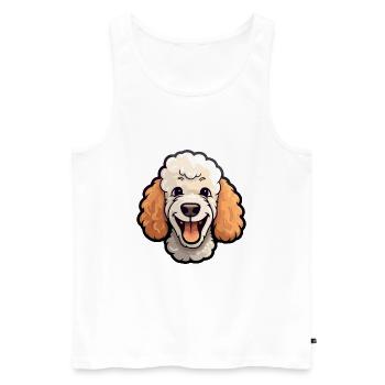 Caniche chien race aquarelle dessin animé Kawaii Clipart - Débardeur bio Premium Homme - blanc - Devant - Michal (187cm)