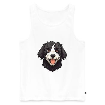 Portuguese Water Dog Breed Watercolor Cartoon Kawa - Men's Premium Organic Tank Top - white - Front - AI Model Male 178 light (178cm)