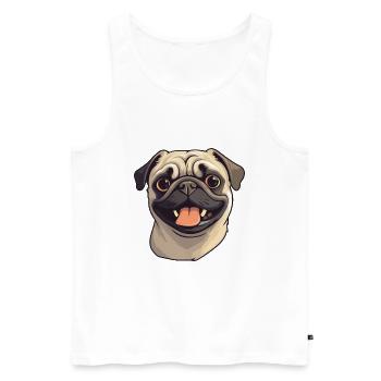 Mops Hund Rasse Aquarell Cartoon Kawaii Clipart - Männer Premium Bio Tank Top - Weiß - Vorne - AI Model Male 178 light (178cm)