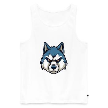 Husky chien race aquarelle dessin animé Kawaii Clipart - Débardeur bio Premium Homme - blanc - Devant - Michal (187cm)