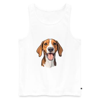 English Foxhound Dog Breed Watercolor Cartoon Kawa - Men's Premium Organic Tank Top - white - Front - AI Model Male 178 light (178cm)