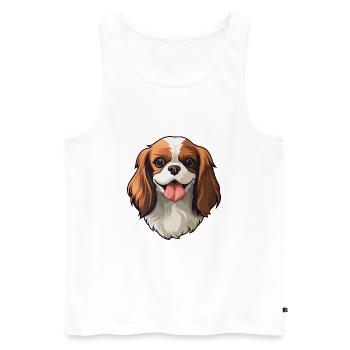 Anglais Toy Spaniel Chien Race Aquarelle Dessin Animé K - Débardeur bio Premium Homme - blanc - Devant - Michal (187cm)