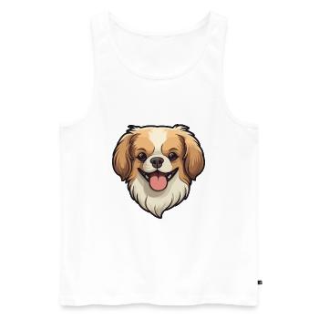 Épagneul tibétain chien race aquarelle dessin animé Kawai - Débardeur bio Premium Homme - blanc - Devant - Michal (187cm)