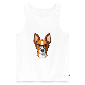 Basenji Dog Breed Watercolor Cartoon Kawaii Glasse - Men's Premium Organic Tank Top - white - Front - Michal (187cm)