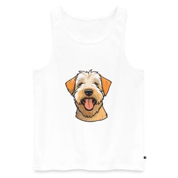 Soft Coated Wheaten Terrier Dog Breed Watercolor C - Men's Premium Organic Tank Top - white - Front - AI Model Male 178 light (178cm)