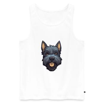 Scottish Terrier Dog Breed Watercolor Cartoon Kawa - Men's Premium Organic Tank Top - white - Front - AI Model Male 178 light (178cm)