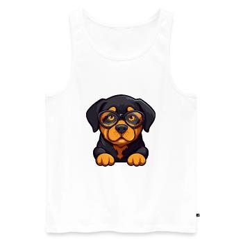 Rottweiler Hunderasse Aquarell Karikatur Kawaii Gla - Männer Premium Bio Tank Top - Weiß - Vorne - Michal (187cm)