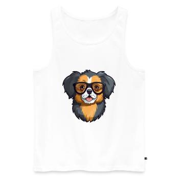 Épagneul tibétain chien race aquarelle dessin animé Kawai - Débardeur bio Premium Homme - blanc - Devant - Michal (187cm)