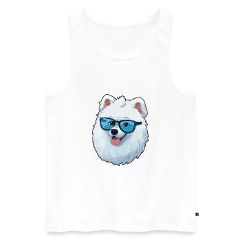 Samoyède chien race aquarelle dessin animé Kawaii Glasse - Débardeur bio Premium Homme - blanc - Devant - Michal (187cm)