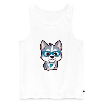 Husky Sibérien Chien Race Aquarelle Dessin Animé Kawaii - Débardeur bio Premium Homme - blanc - Devant - Michal (187cm)