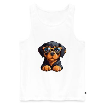 Rottweiler Hunderasse Aquarell Karikatur Kawaii Gla - Männer Premium Bio Tank Top - Weiß - Vorne - Michal (187cm)