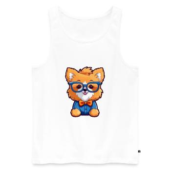 Pomeranian Dog Breed Watercolor Cartoon Kawaii Gla - Men's Premium Organic Tank Top - white - Front - Michal (187cm)