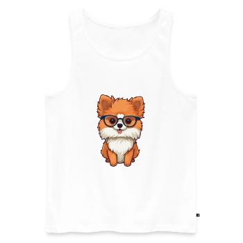 Pomeranian Dog Breed Watercolor Cartoon Kawaii Gla - Men's Premium Organic Tank Top - white - Front - Michal (187cm)