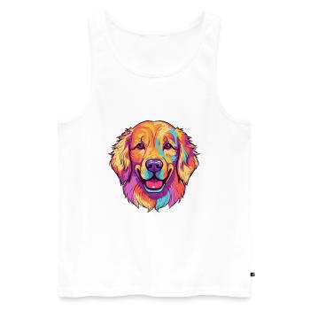 Golden Retriever Dog Breed Watercolor Cartoon Kawa - Men's Premium Organic Tank Top - white - Front - AI Model Male 178 light (178cm)