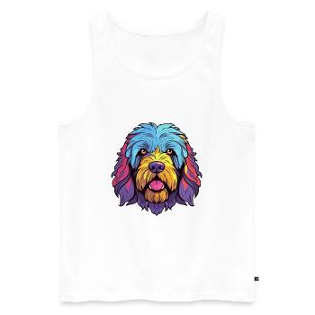Labradoodle chien race aquarelle dessin animé Kawaii Co - Débardeur bio Premium Homme - blanc - Devant - Michal (187cm)