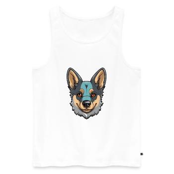 Swedish Vallhund Dog Breed Watercolor Cartoon Kawa - Men's Premium Organic Tank Top - white - Front - AI Model Male 178 light (178cm)