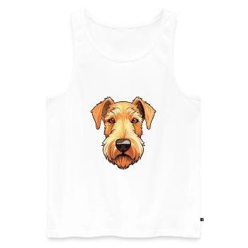 Lakeland Terrier Dog Breed Watercolor Cartoon Kawa - Men's Premium Organic Tank Top - white - Front - AI Model Male 178 light (178cm)