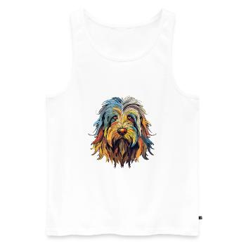 Bergamasco Hunderasse Aquarell Karikatur Kawaii Col - Männer Premium Bio Tank Top - Weiß - Vorne - Michal (187cm)