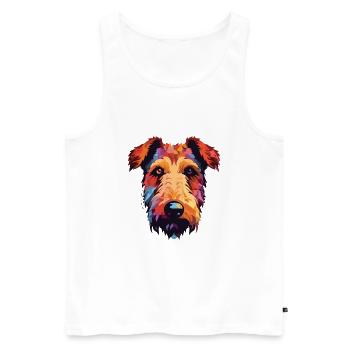 Welsh Terrier chien race aquarelle dessin animé Kawaii - Débardeur bio Premium Homme - blanc - Devant - Michal (187cm)