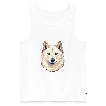 Jindo Dog Breed Watercolor Cartoon Kawaii Colorful - Men's Premium Organic Tank Top - white - Front - Michal (187cm)