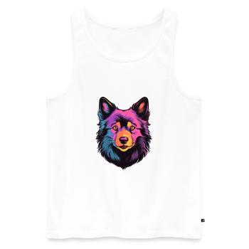 Schipperke chien race aquarelle dessin animé Kawaii Col - Débardeur bio Premium Homme - blanc - Devant - Michal (187cm)